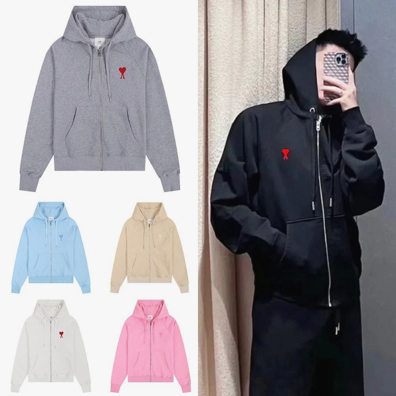 Ami Paris Heart-Print Zipper Hoodie Collection Review: Hood Depth, a 366 g Size-S Weigh-In and Six Colourways Under the Test Wall