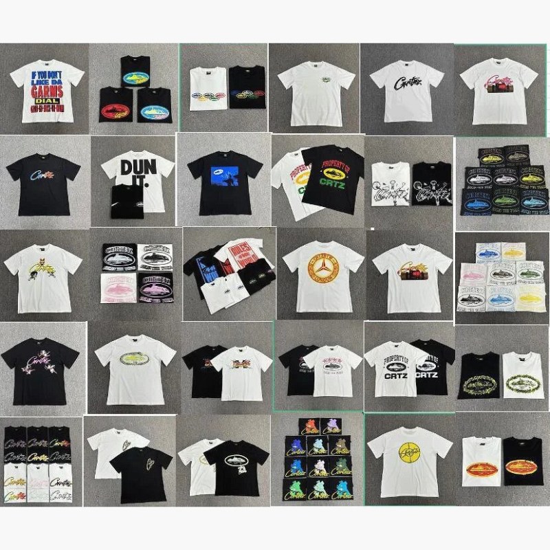 Corteiz Grafik-Print Multicolor T-Shirt-Kollektion Test: 52 Farbvarianten, weiter Rundhalsausschnitt, S–3XL